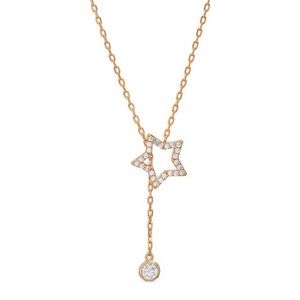 CZ Open Star Lariat Necklace 14k GP